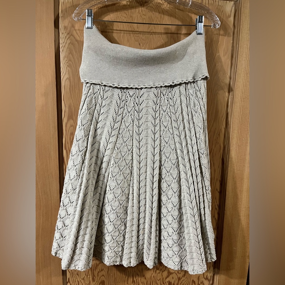 Beige A-Line Knit Skirt from Moth by Anthropologie